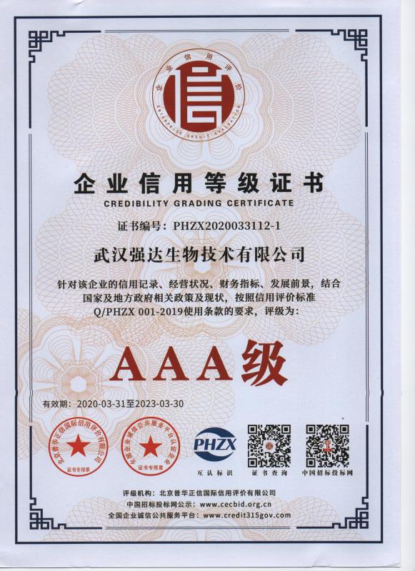 企业信用等级证书